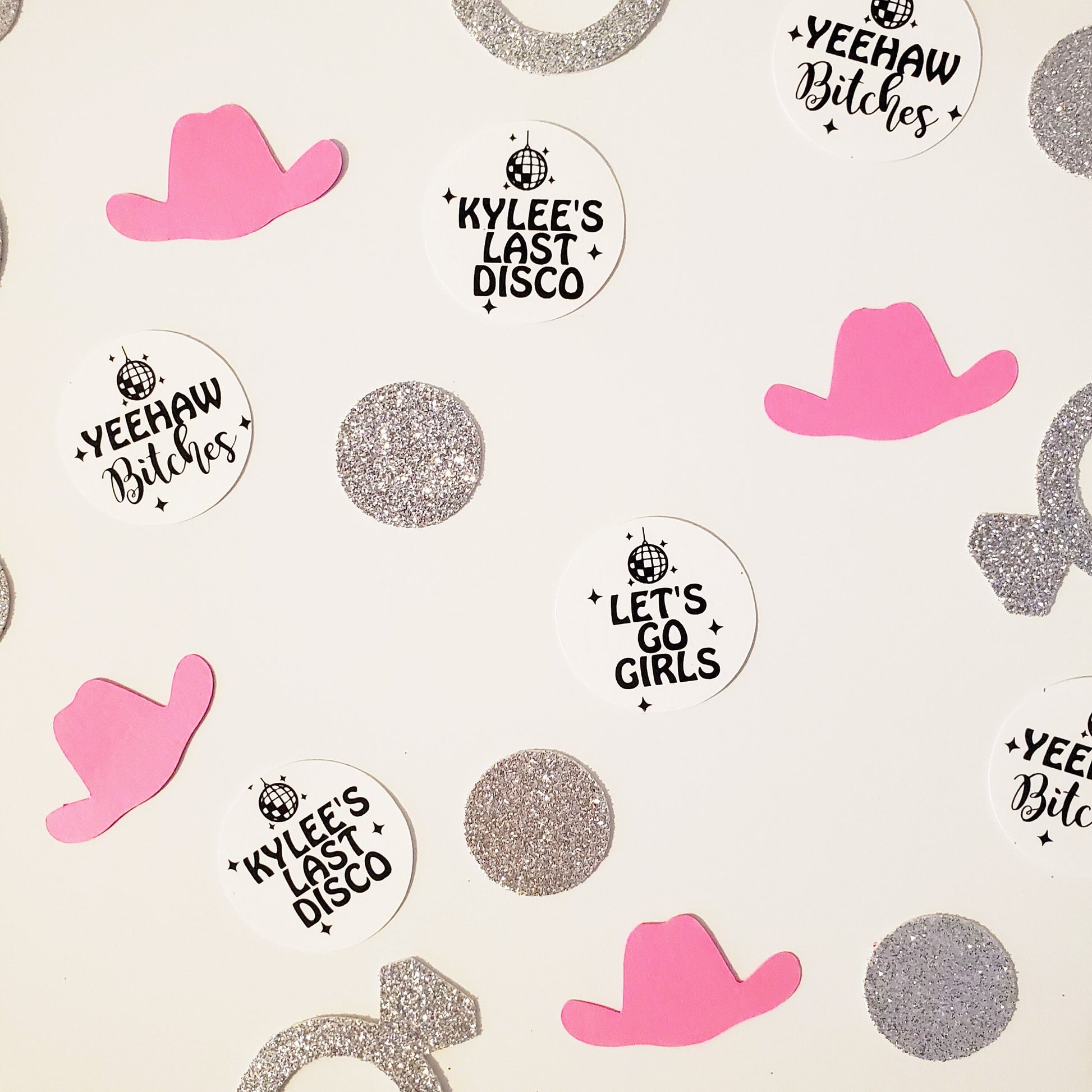 Disco Cowgirl Bachelorette Party Cow Print Penis Straws with Optional Personalized Confetti, Lets Go Girls, Cosmic Cow Girl