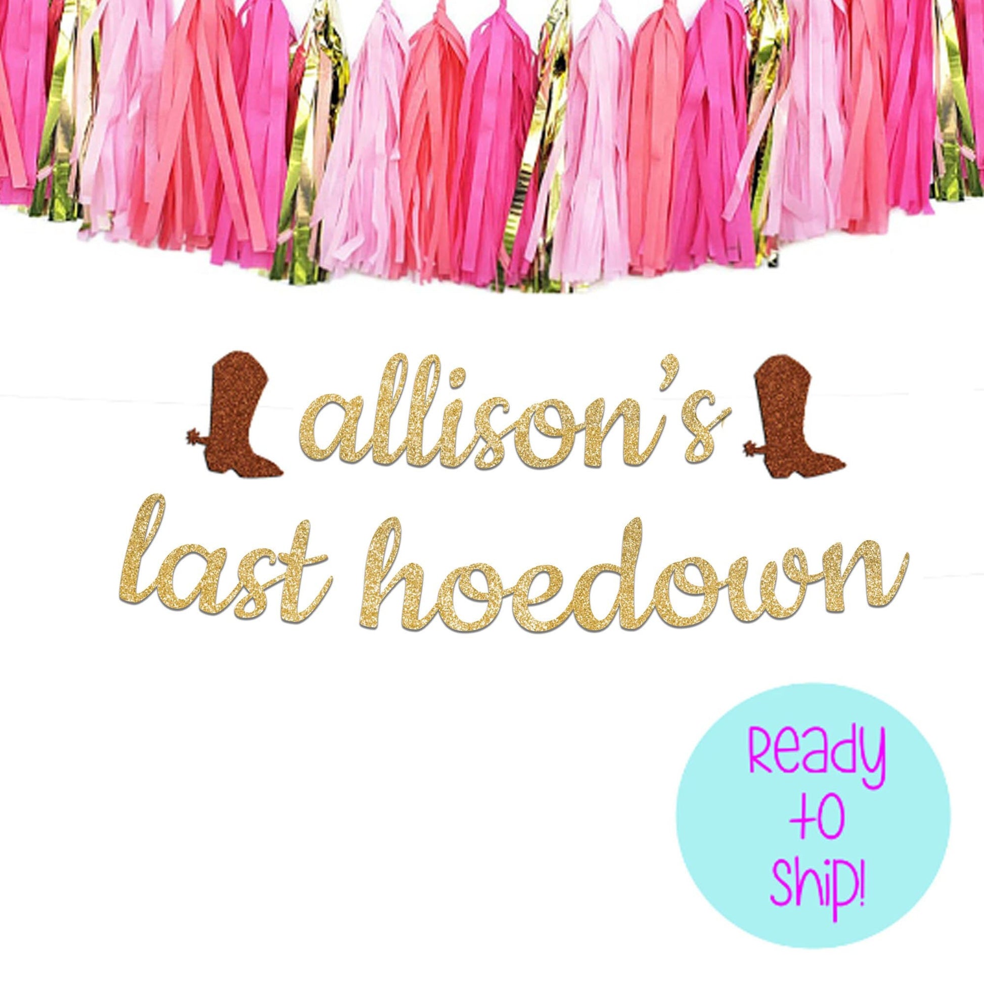 Bride's Last Hoe Down Bachelorette Party Boot and Penis Banner, Cowboy Hat Penis Banner, Boot and Penis Confetti, Last Rodeo Bachelorette