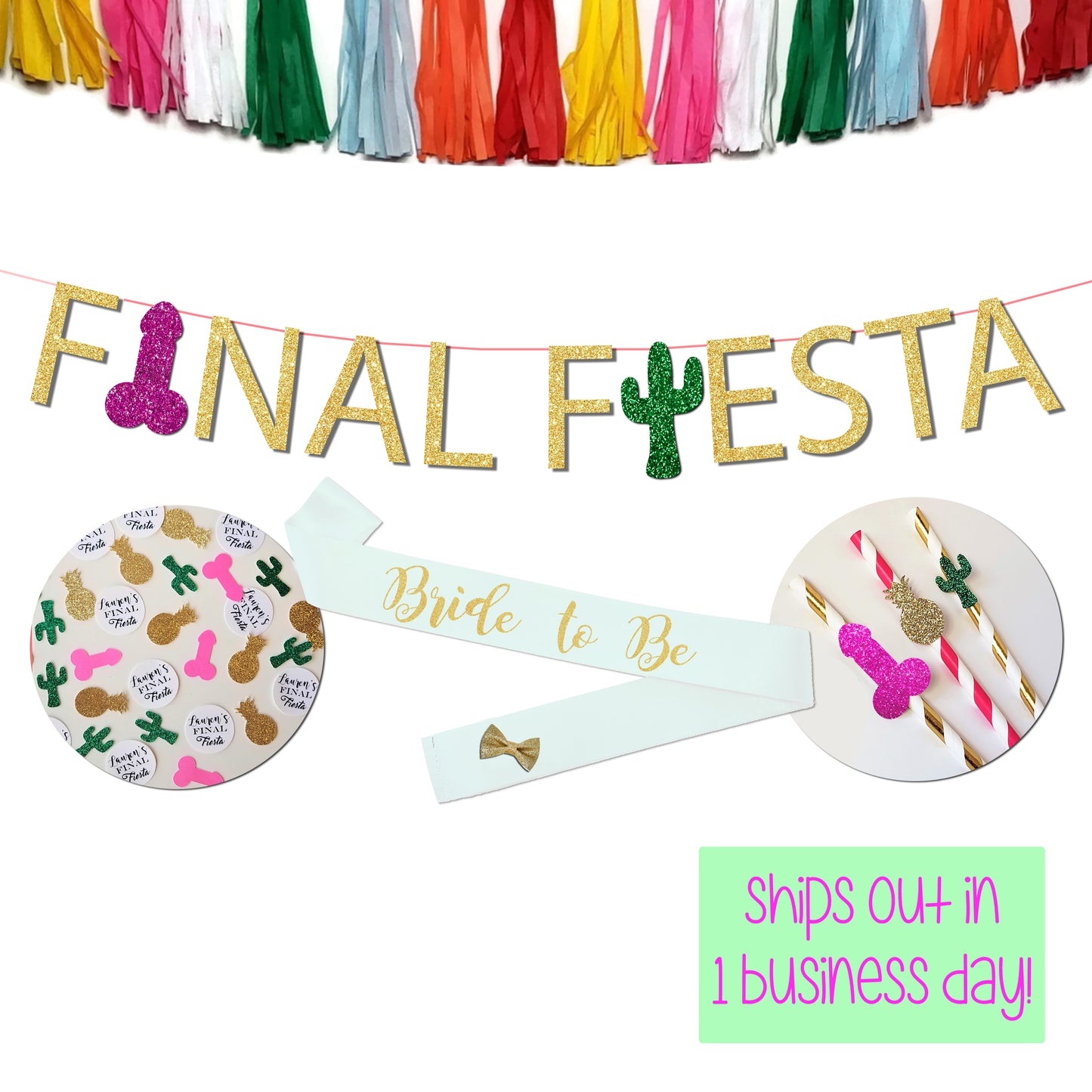 Final Fiesta Bachelorette Party Penis Banner Package