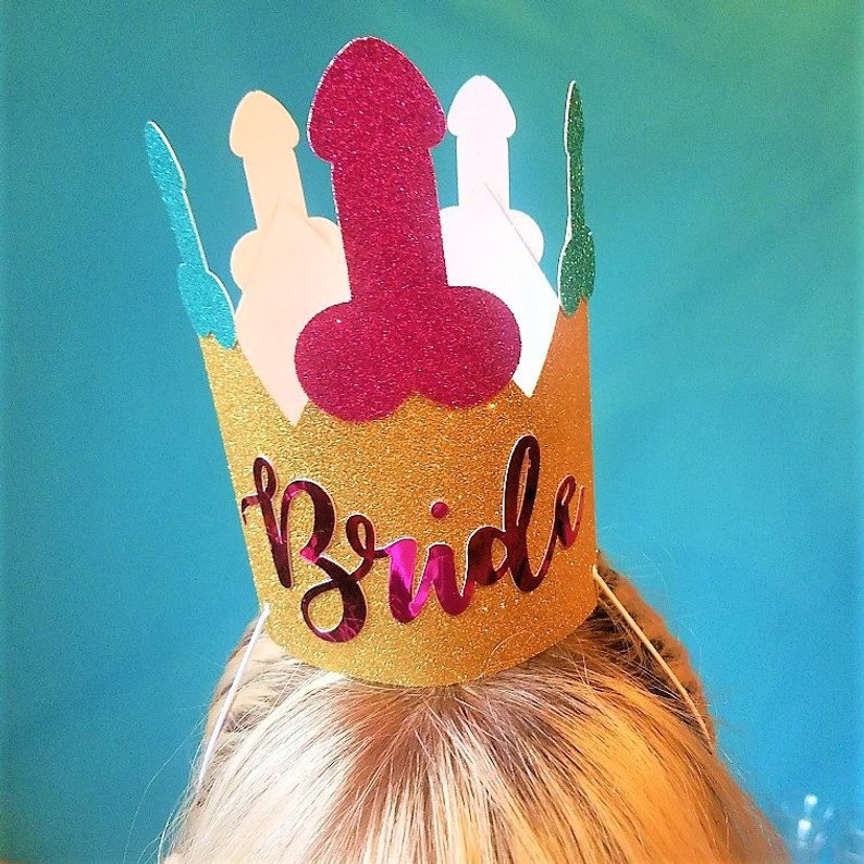 bride penis crown in rainbow colors