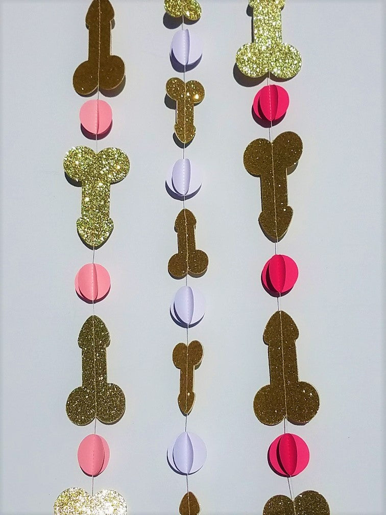 Penis Party Garland Banner, 5'- Bachelorette Party & Hen Party Garland- Bachelorette Party Decor, Same Penis Forever, Last Fling Before Ring