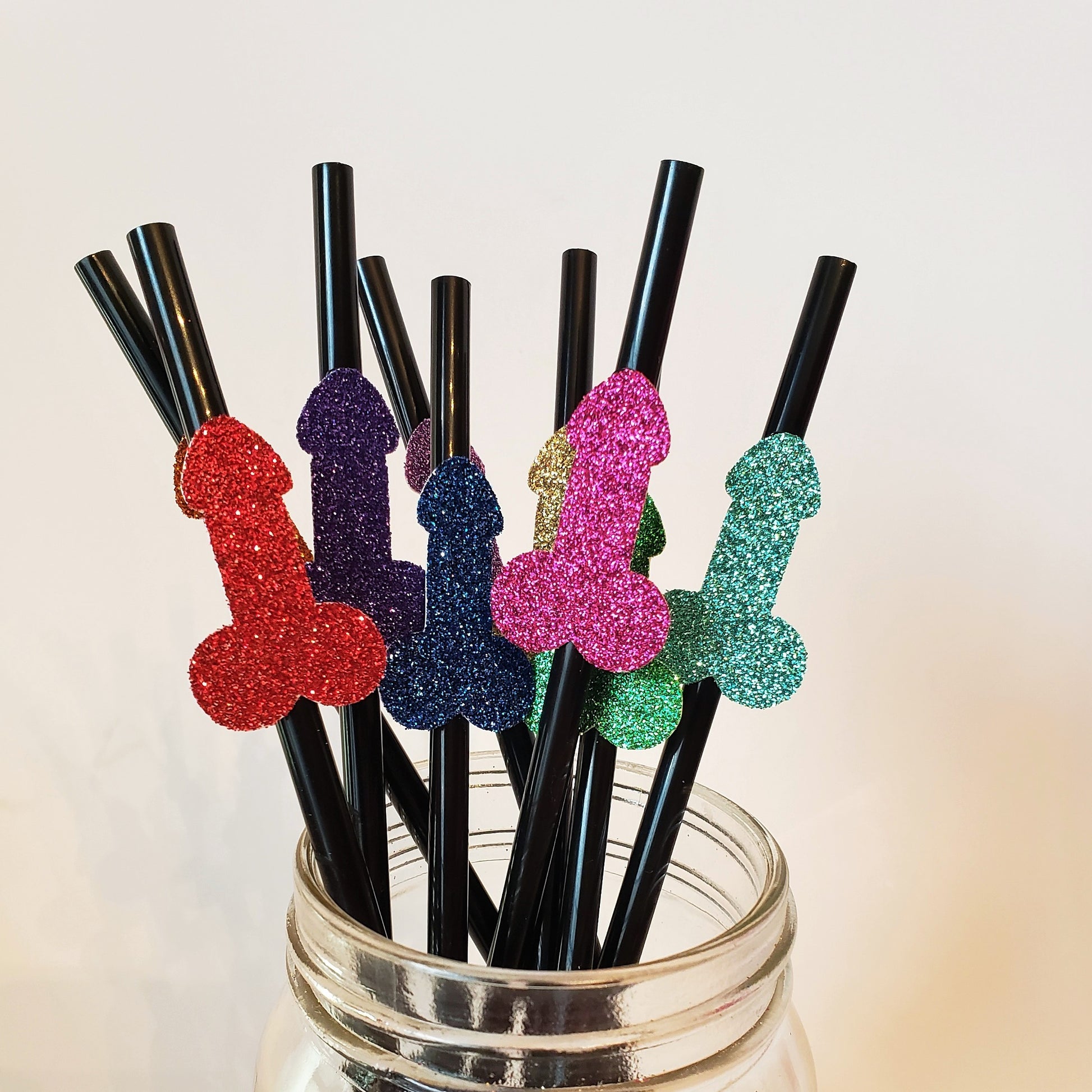 Bachelorette Party Rainbow Glitter Penis Straws, set of 10 – Earle's Folly