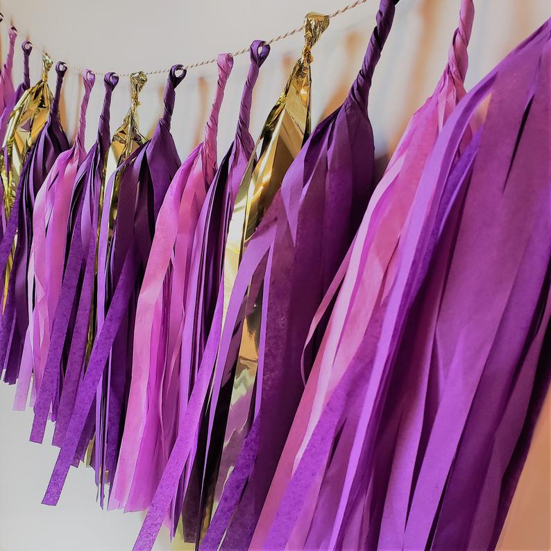 Purple tassel deals garland