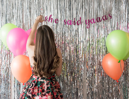 She Said Yaaaas (Yes) Bachelorette Hen Party Glitter Banner Garland - Bachelorette Party Decor, Custom Cursive Banner, Engagement Party