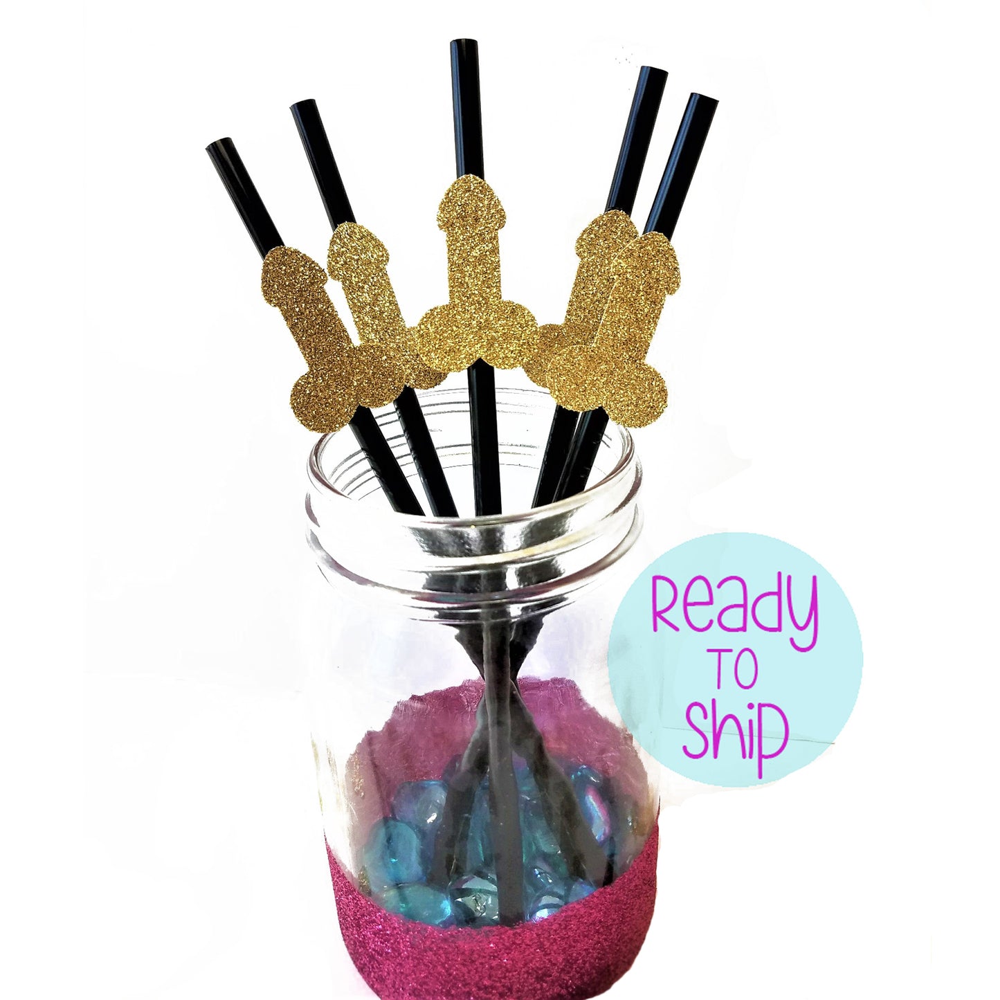 Bachelorette Party Glitter Penis Straws, set of 10