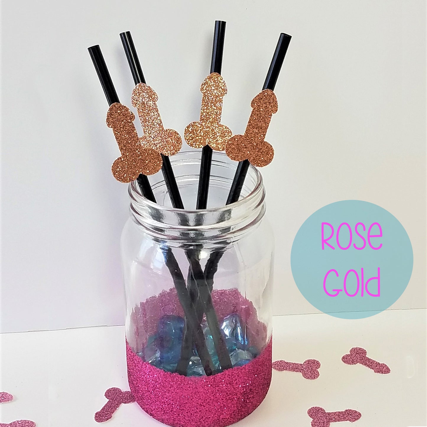 Bachelorette Party Glitter Penis Straws, set of 10