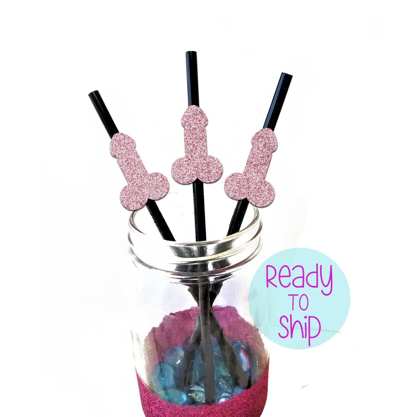 Bachelorette Party Glitter Penis Straws, set of 10