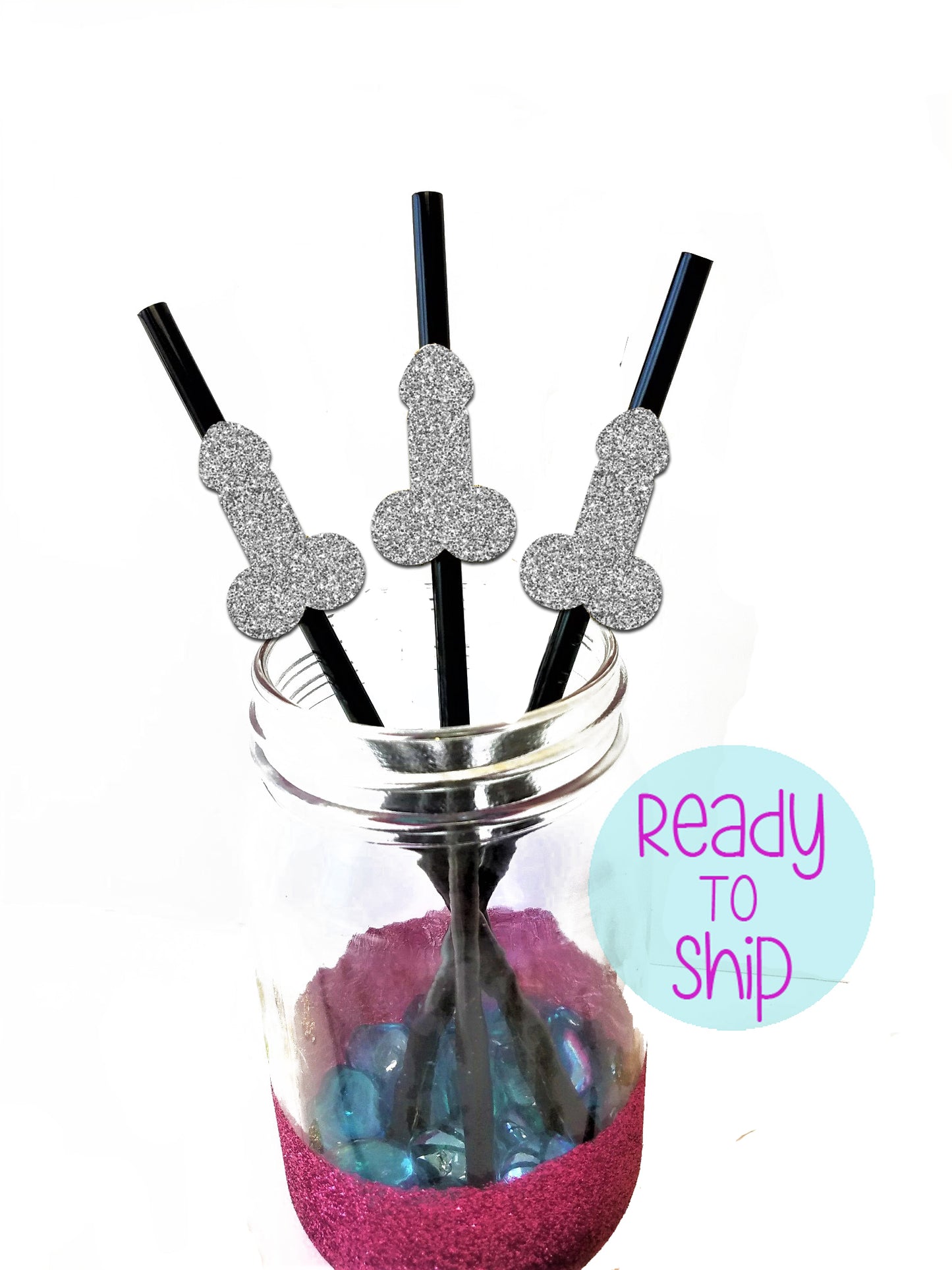 Bachelorette Party Glitter Penis Straws, set of 10