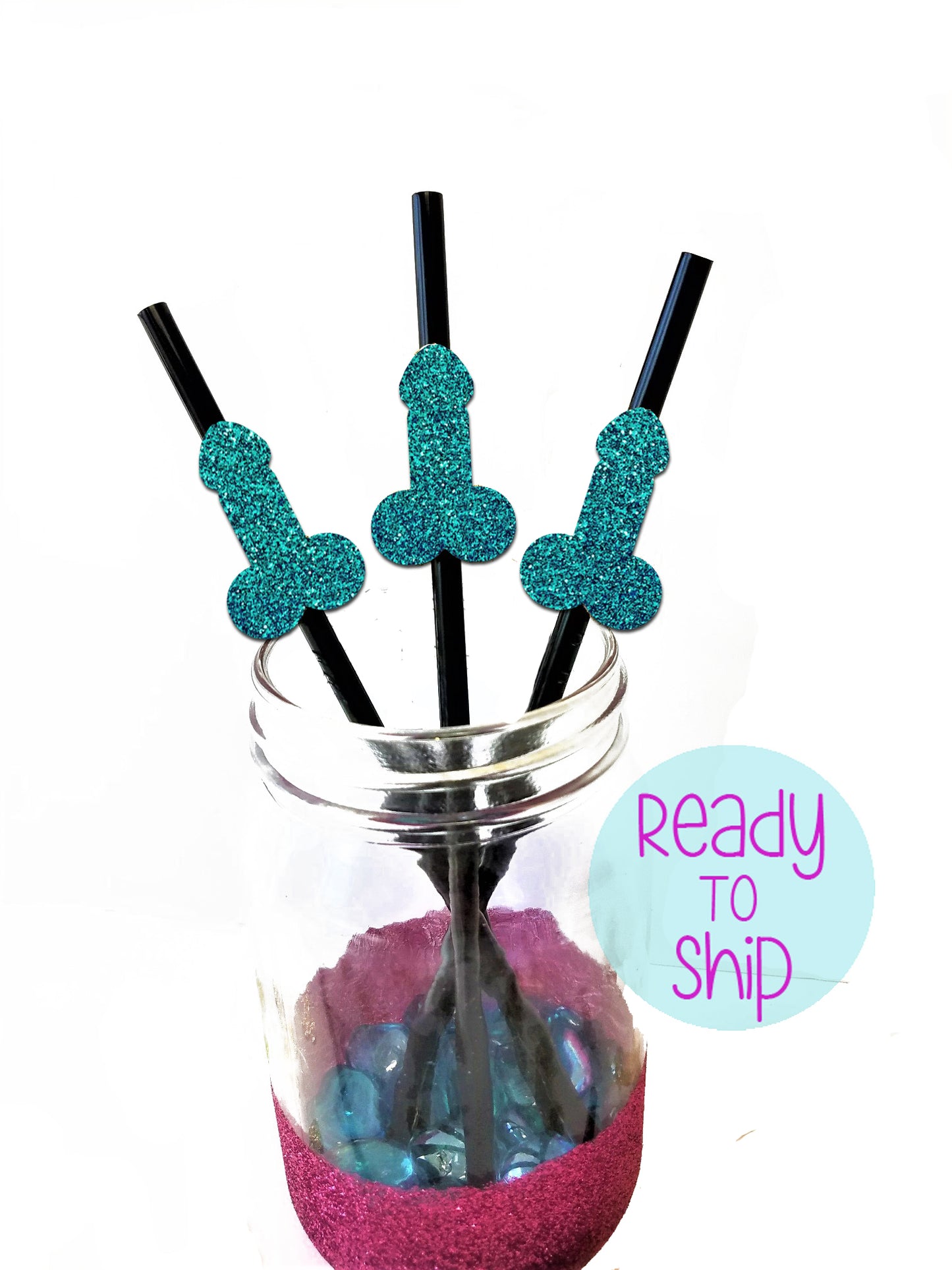 Bachelorette Party Glitter Penis Straws, set of 10